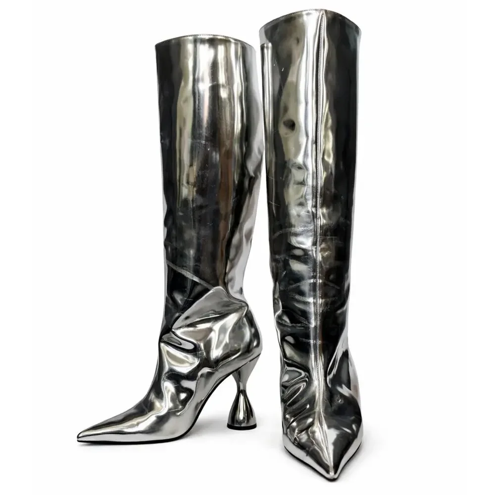 Simon Miller Verner Metallic Hourglass Heel Boots - Picture 2 of 14